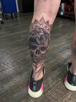 Blackinkuth Skull and snake tattoo 
